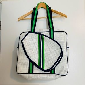 NWT White/Navy/Green Neoprene Pickleball Paddle Bag (Queen of the Court brand)